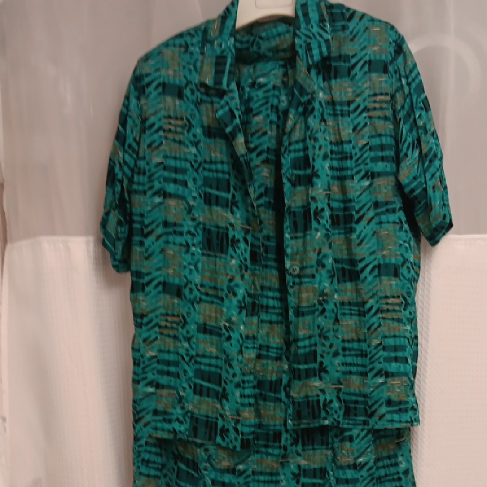 Green Patterned Women's 2 piece Dress